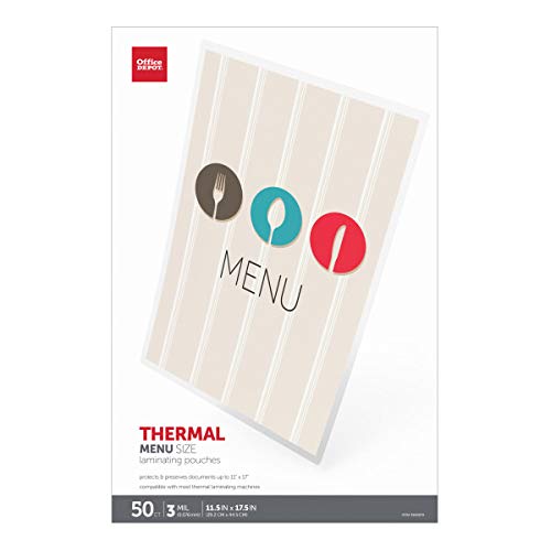 Office Depot® Brand Laminating Pouches, Menu Size, 3 Mil, 11-1/2" x 17-1/2", Pack Of 50