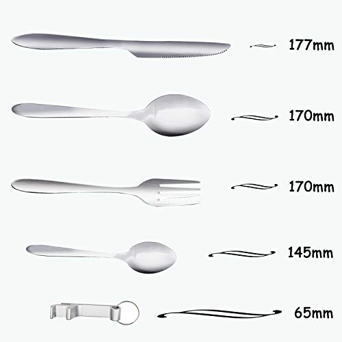 Camping Cutlery Set Stainless Steel Flatware Set with Knife, Fork, Spoon, ZKSM Tea Spoon, Bottle Opener Portable Utensils for Travel Camping Include Storage Bag(5 pcs) - Image 5