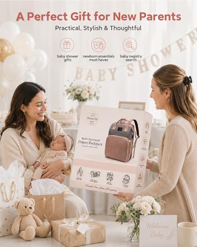 Image of houscly Diaper Bag Backpack with Changing Station,Baby Bags New Mom Gifts Panaleras Para Bebe Baby Girl Newborn Essentials Must Haves Baby Shower Gifts Baby Registry Search Light Blue