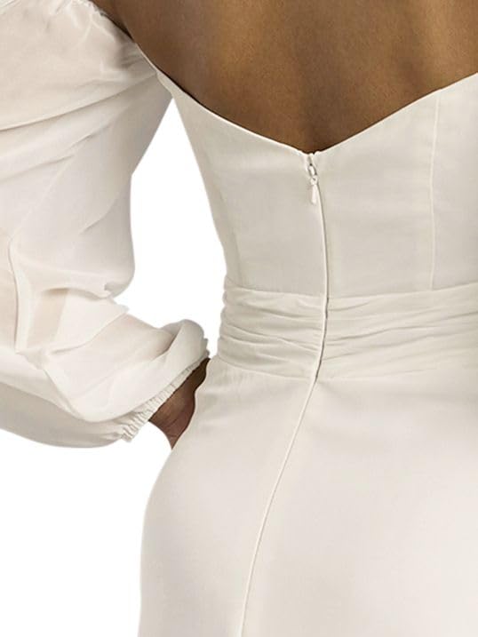 David's Bridal Off-The-Shoulder Billow Sleeve Wedding Dress4