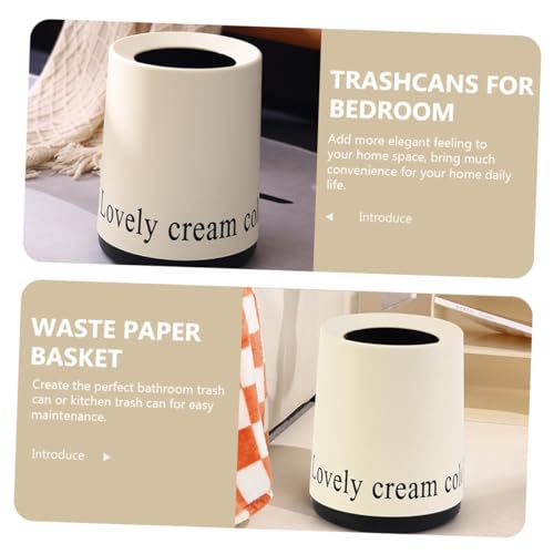 Cabilock Caneca de Basura Plástica Grande Capacidad Doble Capa Beige miniatura 3