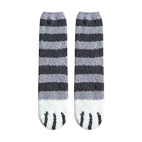 VOVOL Women Winter Fluffy Fuzzy Warm Slipper Socks Cute Meow Cat Paws Print Hosiery Cover