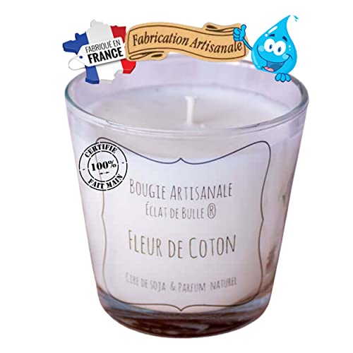 Éclat de Bulle® Bougie parfumée Monoï 100% Naturelle. Fabrication Française et Artisanale. Cadeau original idéal pour fêtes des mères, anniversaire, Saint Valentin. 17 parfums aromatiques