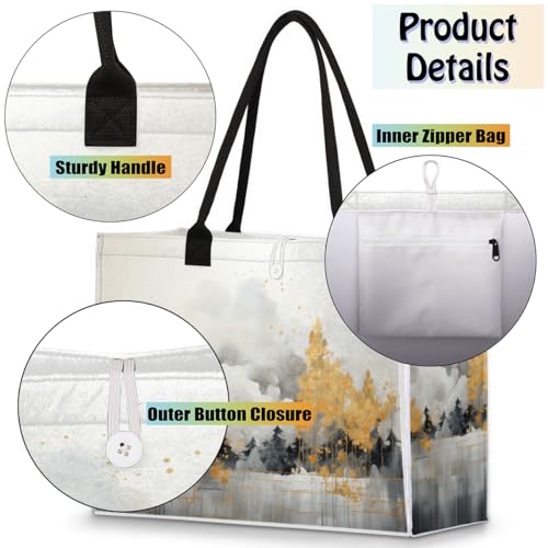 Abstract Lake Mountain Tote Bag for Women Large Beach Bag Reusable Tote Bags for Work Travel Beach Shopping4