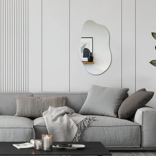 Woodworth Irregular Mirror Wall Decor 19.7 X 33.5 Inch,Frameless Vanity Mirrors For Living Room Bedroom Home Office #TOP1