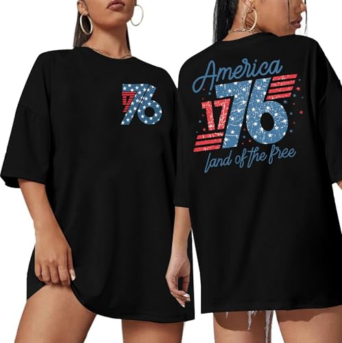 1776 Shirts for Women USA Shirt American Flag T-Shirt 4th of July Patriotic Tee Shirts Red White and Blue Tops