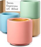 Cosumy Juego de 4 Tazas Cafe Espresso Pastel - Set Tazas de Cafe - 80 ml | Tazas apilables sin asa - Cerámica gruesa mantiene el café caliente - Aptas lavavajillas & microondas - Tazas Desayuno