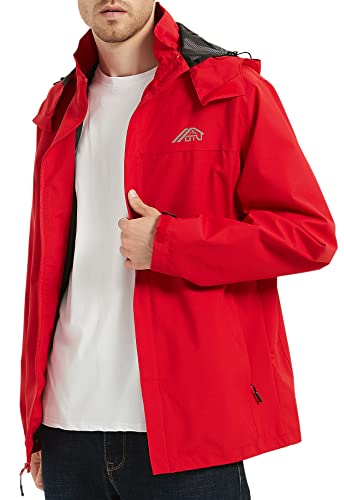 Image of OTU Men's Lightweight Waterproof Hooded Rain Jacket Outdoor Raincoat Shell Jacket for Hiking Travel