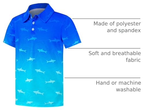 Image of Boys Polo Shirt Golf Short Sleeve Performance Dry Fit Stretch School Uniform Shirts for Boys 7-14 Years