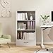Tangkula 3 Tier Bookcase with Drawer, 42.5”Tall Freestanding Bookshelf with 3 Open Shelves & 1 Drawer, Anti-toppling Devices, Modern Display Storage Organizer for Home Office (White, 42.5
