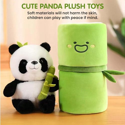 Image of Kidology Panda Stuffed Animal Bamboo Pillow Stuffed Bear Plushies Panda Doll Gifts for Boys Girls Easter Bunny Stuffed Animal Cute Rabbit Plushie (Small, Panda)