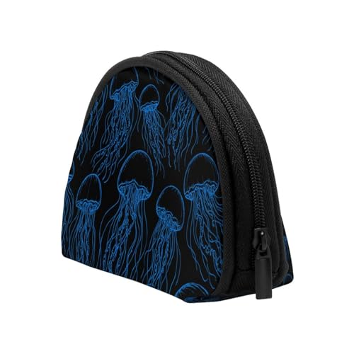 Portable Coin Purse Underwater Jellyfish Pattern Mini Zippered Money Pouch Card Holder4