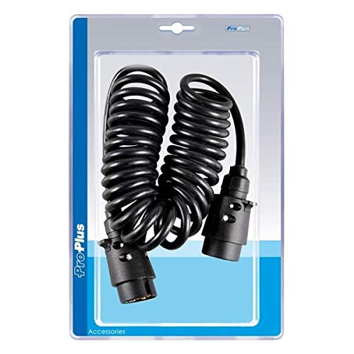3 m Coiled Cable with 2 x 7-Pole PVC Plugs in Blister Packaging