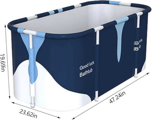 Image of Adult Folding Bathtub Portable Soaking Tub, Collapsible Family SPA Barrel, Maintaining Hot & Cold Temperature With Drainage Hole & Thicken Layer for Home Hot Water & Ice Bath (Milkey)