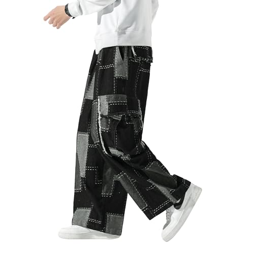 DOSLAVIDA Baggy Jeans for Men Wide Leg Hip Hop Jean Stylish Loose