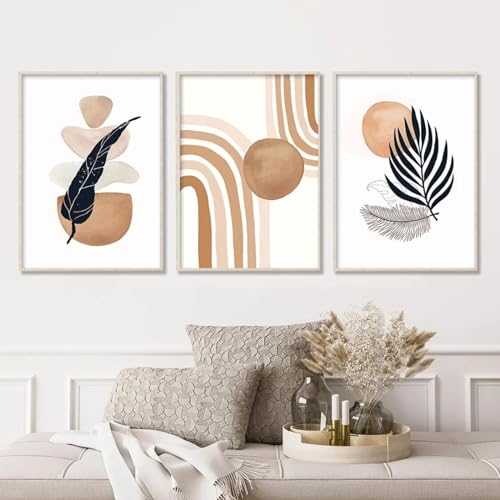 Peinture intérieure moderne triptyque géométrique sans cadre