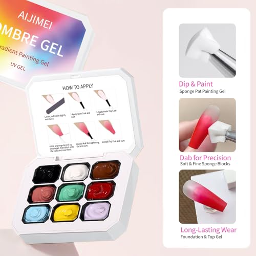 Paleta de Gel para Uñas Ombre 9 Colores con Esponjas miniatura 4