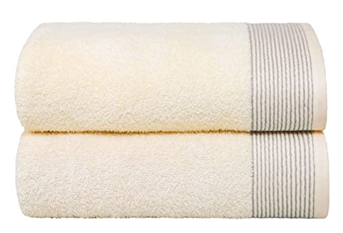BELIZZI HOME 2 Pack Oversized Cotton Bath Towels, 28x55 inches, Ivory, Ultra Absorbent, Quickdry & Lightweight