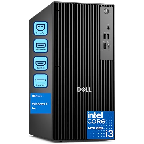 Image of Dell Pro Tower Desktop Computer, Next Gen OptiPlex, 14th Gen Intel i3-14100 (4-Core), 32GB DDR5 RAM, 1TB PCIe SSD, Windows 11 Pro - Reliable Essential Desktop for Small Business & Home Office