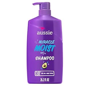 Aussie Miracle Moist Shampoo for All Hair Types – Dry, Curly, Coily, Wavy, Straight – Paraben-Free, Moisturizing, Gentle Cleansing with Avocado & Jojoba Seed Oil, 26.2 Fl Oz