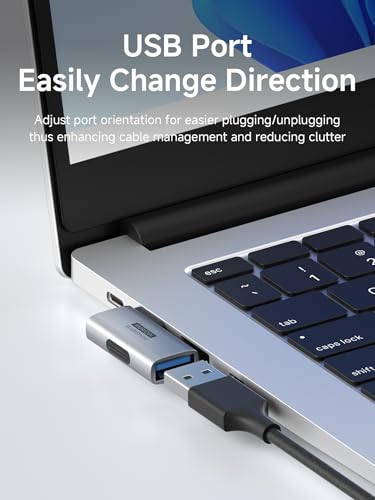 Image of Hagibis USB 3.2 Adapter 2 Pack, 90 Degree Right and Left Angle USB A Male to Female Connector OTG Adapter Cable Extender for Laptops Charger PC Car Mouse Keyboard (Side Back)