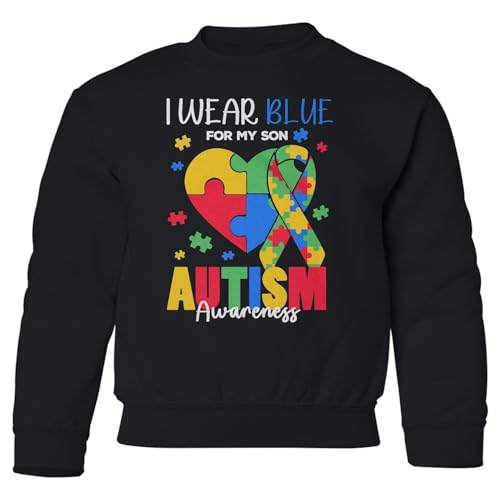 I Wear Blue for My Son - Autism Awareness Month Youth Crewneck Sweatshirt - Main Image