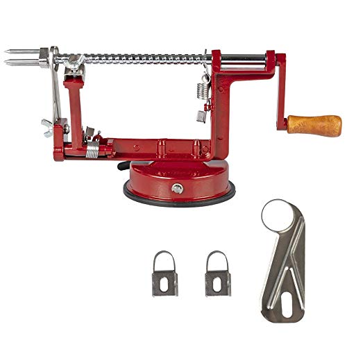 Pelador de patatas de manzana 3 en 1 con potente base de vacío y cortador de cuña