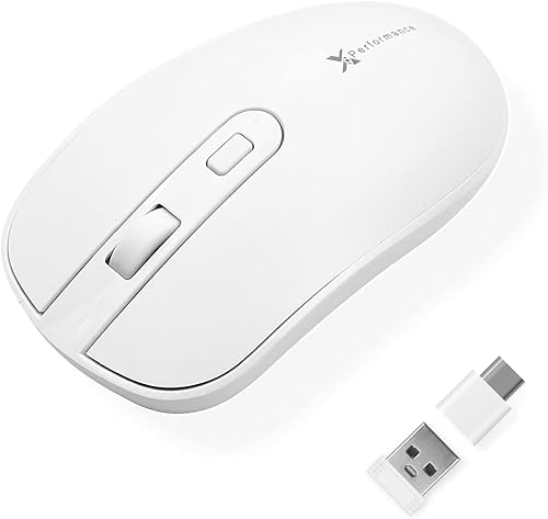 X9 Performance Ratón USB C inalámbrico con USB y receptor tipo C - Gran mouse inalámbrico multidispositivo - 24G RF blanco USB tipo C inalámbrico