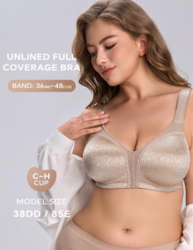 Image of Wingslove Women's Minimizer Bra Wireless Full Coverage Non-Padded Plus Size No Underwire Everyday Comfort