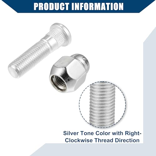 Image of No.52950-14140 /52950-M1000 M12-1.5 Wheel Stud Bolt for Hyundai Elantra Santa Fe for Kia Forte Rio /Front Rear Left Right Wheel Lug Stud /Alloy Steel 12.97mm Knurl 21mm Hex / 1 Set (Pack of 2)
