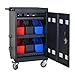 ZenithX 32-Bit Tablet Laptop Storage Basket for Mobile Charging Trolley - Black Plastic Organizer with Cable Management & Removable Doors