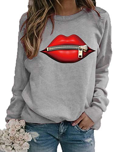 x8jdieu3 SuéTer De Mujer Casual Urbano De Un Solo Pecho con Estampado / Estampado Y TeñIdo De Manga Larga De Punto con Cuello Redondo Y Sin Sombrero