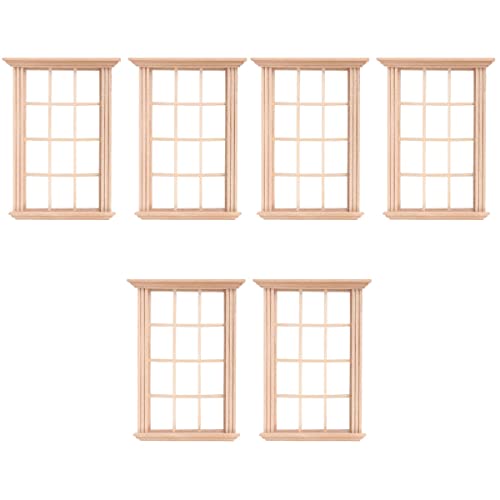 Housoutil 6Pcs Miniature Meuble de Poupée de Poupée Woodenn Fenêtre 1: 12 Échelles Miniatures Bois Fenêtres Mini Modèle de Fenêtre Mini Voleurs de Bricolage Accessoires Artisanaux pour Les