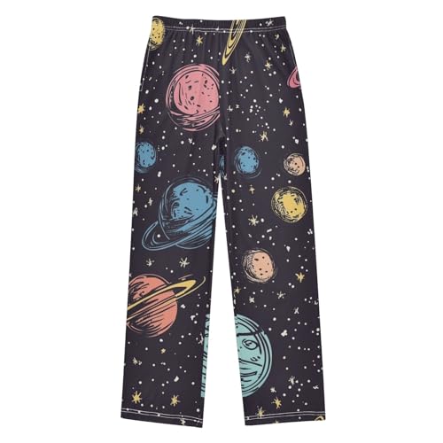 ZZXXB Space Planets Print Boys Long Pants Soft Trousers Elastic Waist Kids Lounge Bottoms with Pockets S-XL