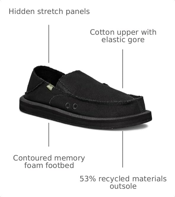 Image of Sanuk Mens Donny Loafers for Men | Mens Shoes | Slip On Shoes for Men | Men's Slip-on Loafers | Memory Foam Footbed