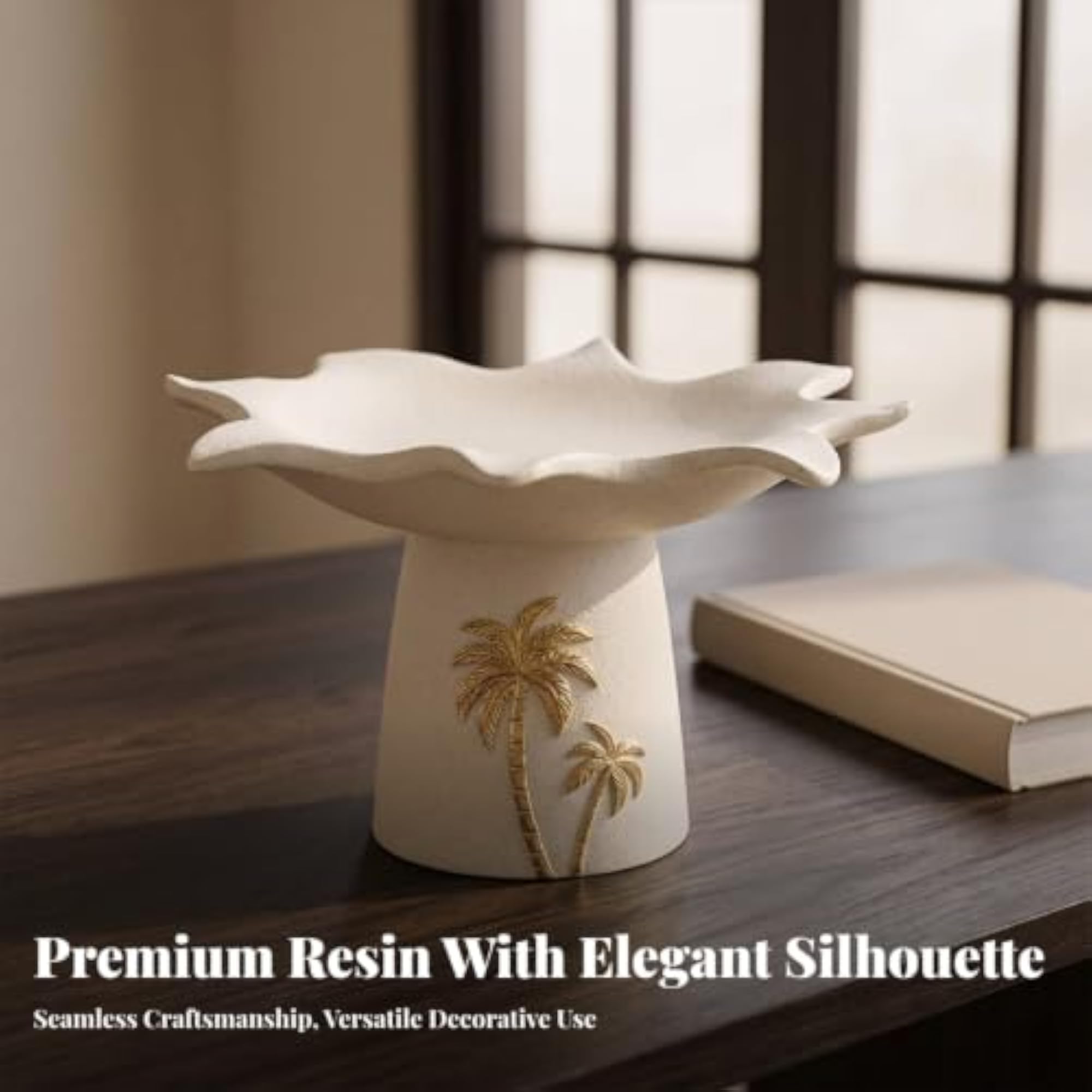Ocean-Inspired Resin Tray with Pedestal Base