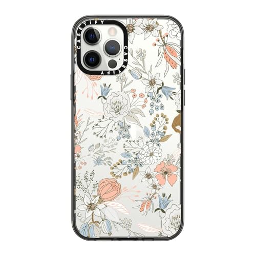 Coque iPhone 12 Pro rigide CASETiFY fine noire avec imprimé floral corail