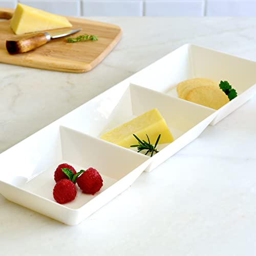 Plateau de service empilable blanc avec compartiments pour apéritifs - 5