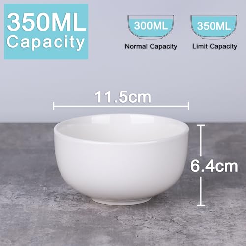 Piccolo Set Di Ciotole Ceramica, Coppette Gelato, 4 Pezzi Ciotole Cucina Per Colazione, Zuppa, Dessert, Cereali, Bianco (350 ML) - immagine 3