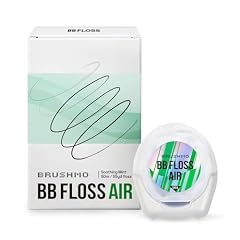Brushmo Black Floss Air (BB Floss Air) - Ultra Soft & Thin Expanding Gum-Friendly Soothing Mint Dental Floss, Natural Wax Helps Remove Plaque from Teeth, US-Dentist Designed PTFE & PFAS Free, 55 yd