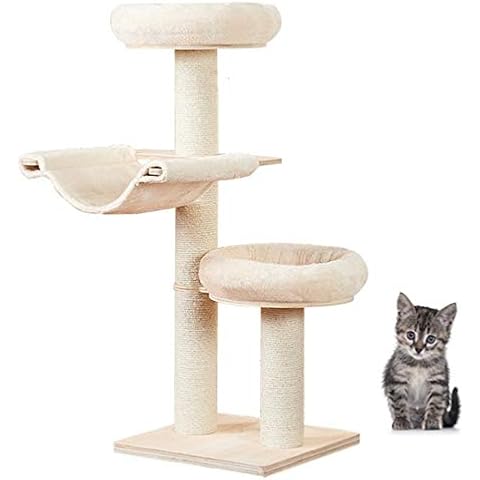 WPETM Sisal cat climbing frame cat scratch board Solid Wood Cat Tree Cat Scratching Column Big Cat Shelf with Jumping Platform Cover