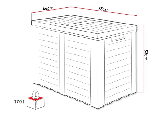 Mirjan24 Gartenbox mit Griffe Torkelo, 170 Liter, Traglast: 20 kg, Kissenbox, Auflagenbox, Gartentruhe, Stauraum für… – Bild 5