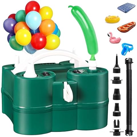 Bezente Electric Balloon Pump, 3-in-1 Portable Electric Air Balloon Blower Machine Balloon Pump Dual Nozzle Balloon Inflator for Inflatables and Latex 260q Foil Balloons Cover