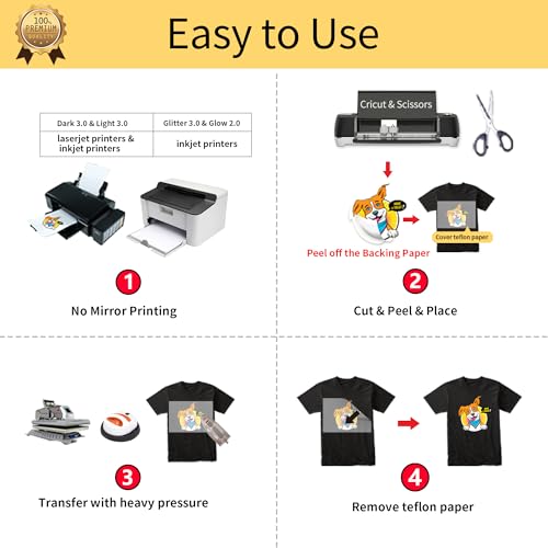 image for TransOurDream Tru-Heat Transfer Paper for T Shirts (20+20+2 Sheets, 8.