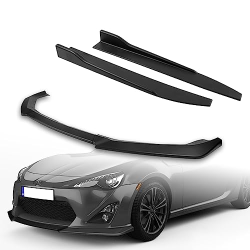 Q1-TECH, 5PCS Front Bumper Lip + Side Skirt Rocker Winglet Canard Diffuser Wing Compatible with 2013-2016 Scion FR-S FRS/Toyota 86 / FT86 / GT86, Front Lip Spoiler Body Splitter ABS (Matt Black)