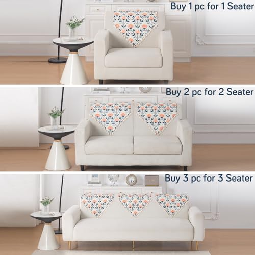 Image of HOKIPO Folk Garden Quilted Sofa Backrest Cover Mat| 'Tassel Twigs' Series (IN-988-T9)