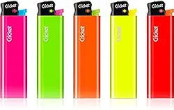Cricket Isqueiros descartáveis Originais, Fluo, Pacote com 10