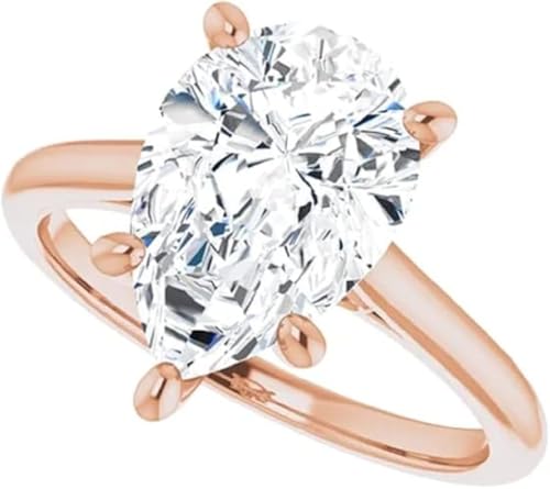 True Colorless 2CT-6CT Pear Cut Moissanite Engagement Rings for Women, Colorless Silver Moissanite Ring