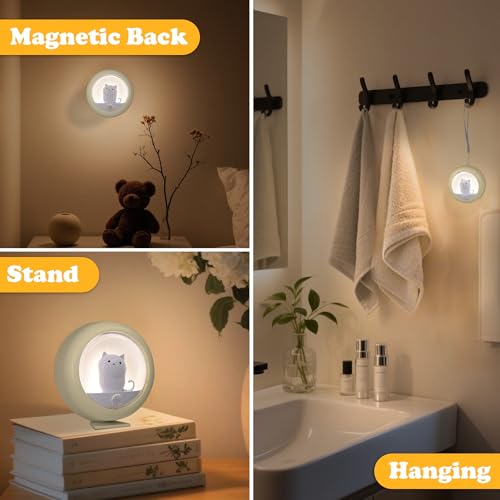 Image of Attivolife Cat Motion Sensor Light, Rechargeable Motion Activated Night Light LED Warm White, Adjustable Brightness, Portable for Kids Adults Bathroom Bedroom Hallway Stair-Yellow
