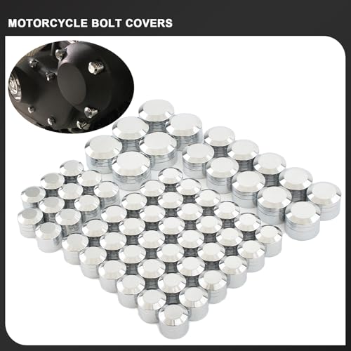 Image of Motorcycle Bolt Covers Head Bolts Engine Toppers Caps Kit for Harley 2017-2025 Touring Road King Street Glide Electra Road Glides 2018-2025 Softail Fatbob Breakout (Chrome)